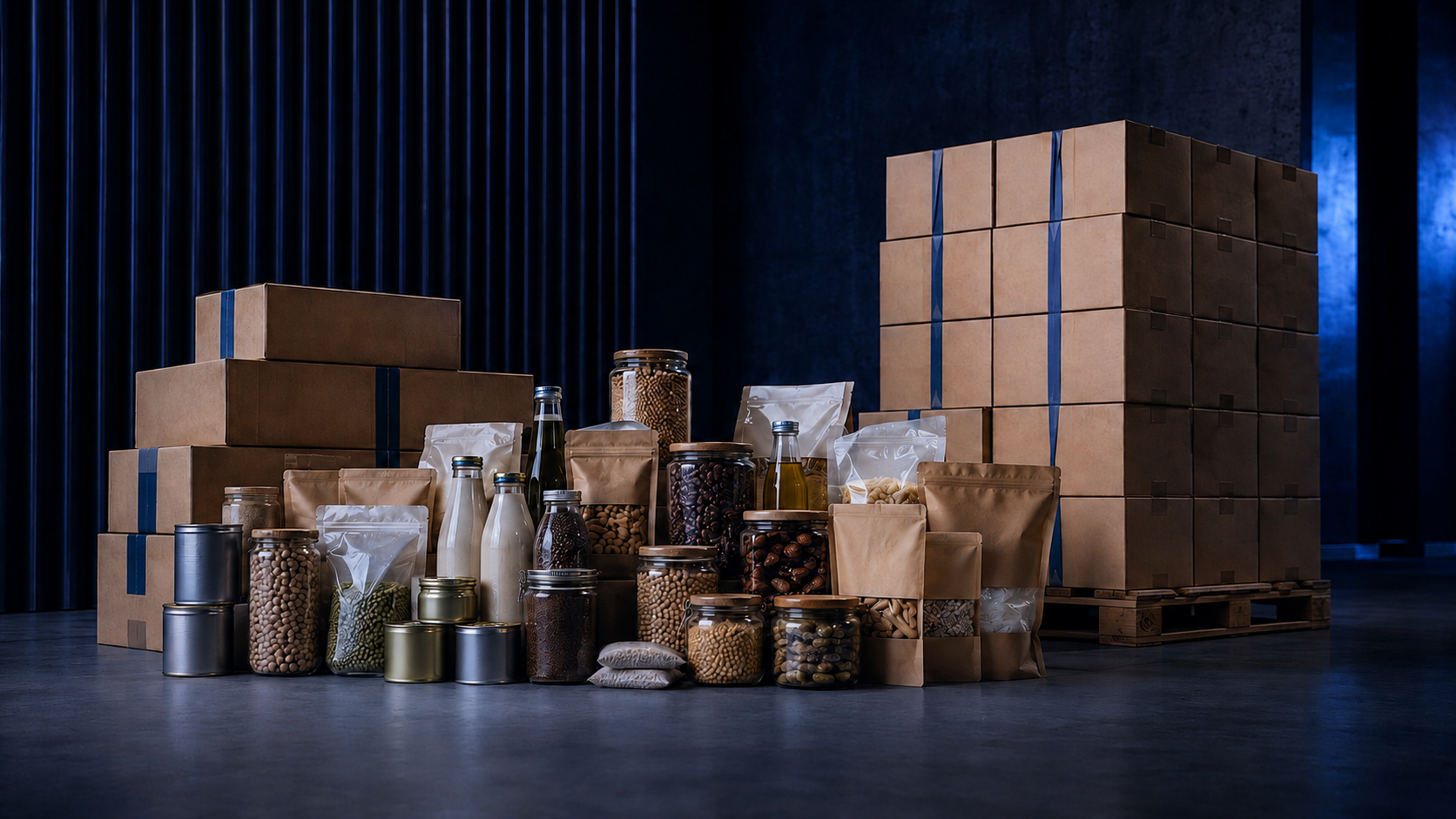 Unbranded grocery products and cartons prepared for wholesale