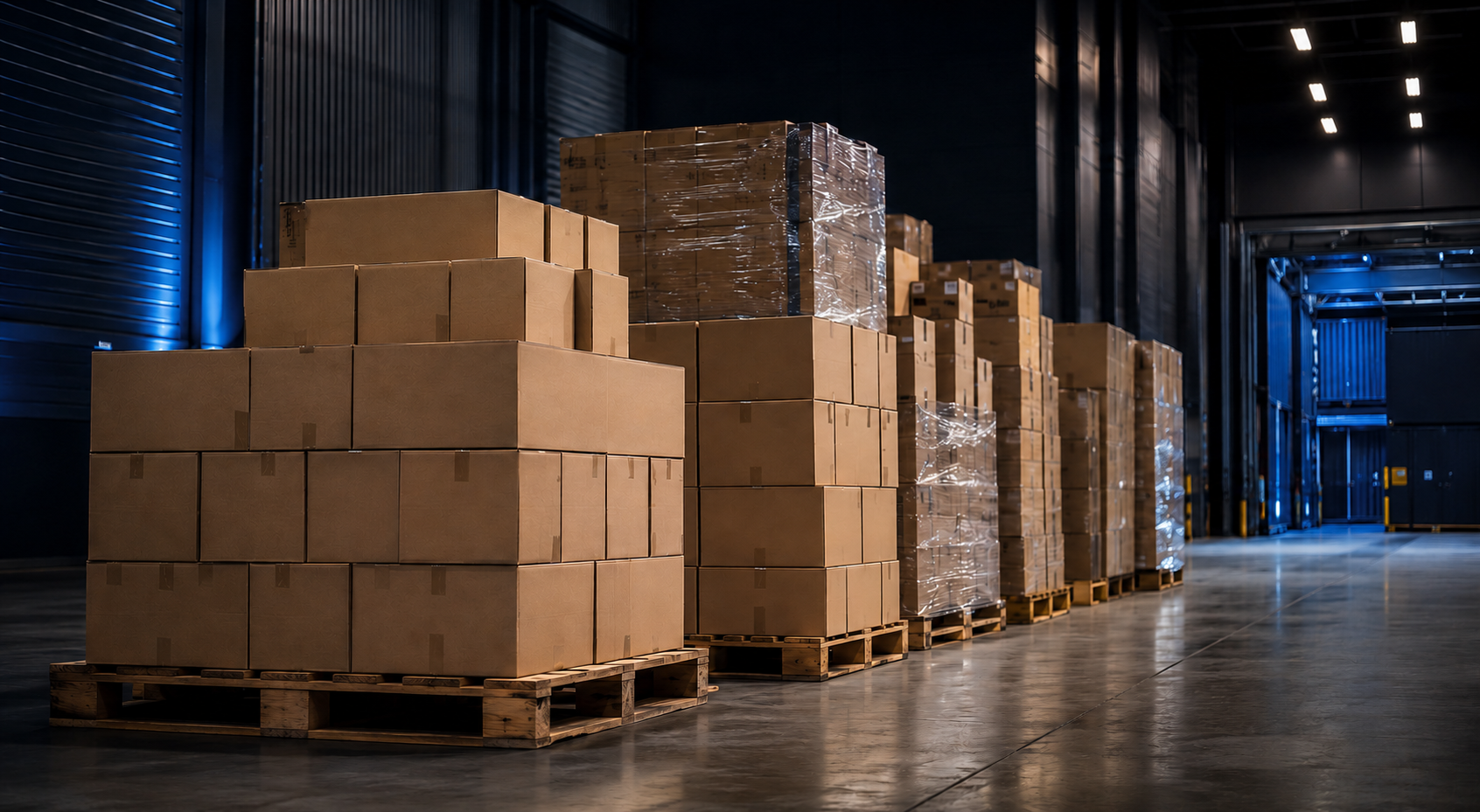Palletised wholesale cartons in a modern distribution environment